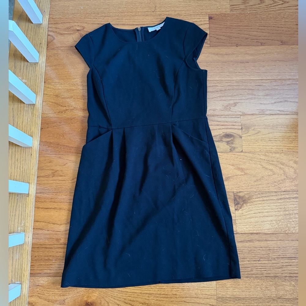 LOFT Black Cap Sleeve Mini Dress